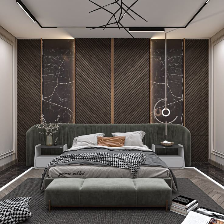Green velvet bedroom